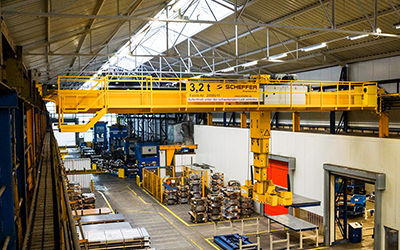 A large Gantry Crane inside warehouse