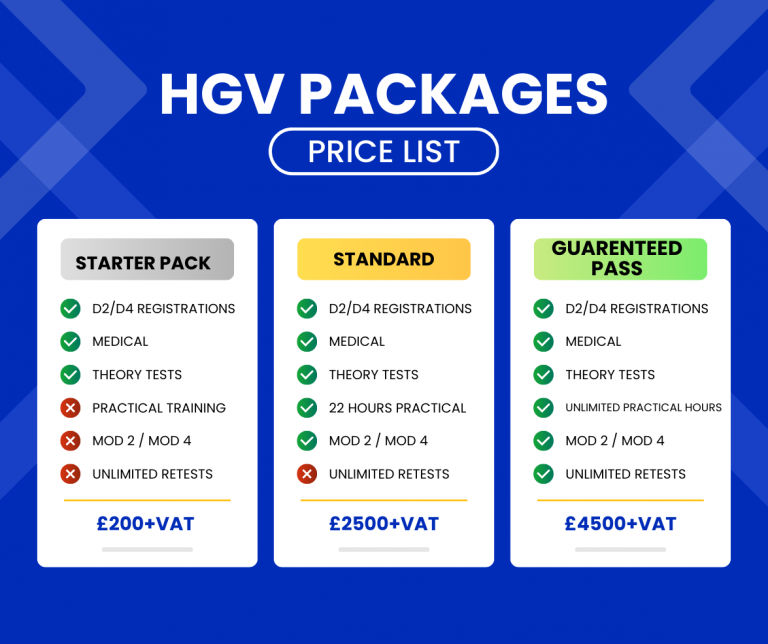 HGV package prices
